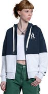 STARTER Women's Starter Navy/Heather Gray New York Yankees Wishbone Full-Zip Hoodie