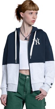 STARTER Women's Starter Navy/Heather Gray New York Yankees Wishbone Full-Zip Hoodie