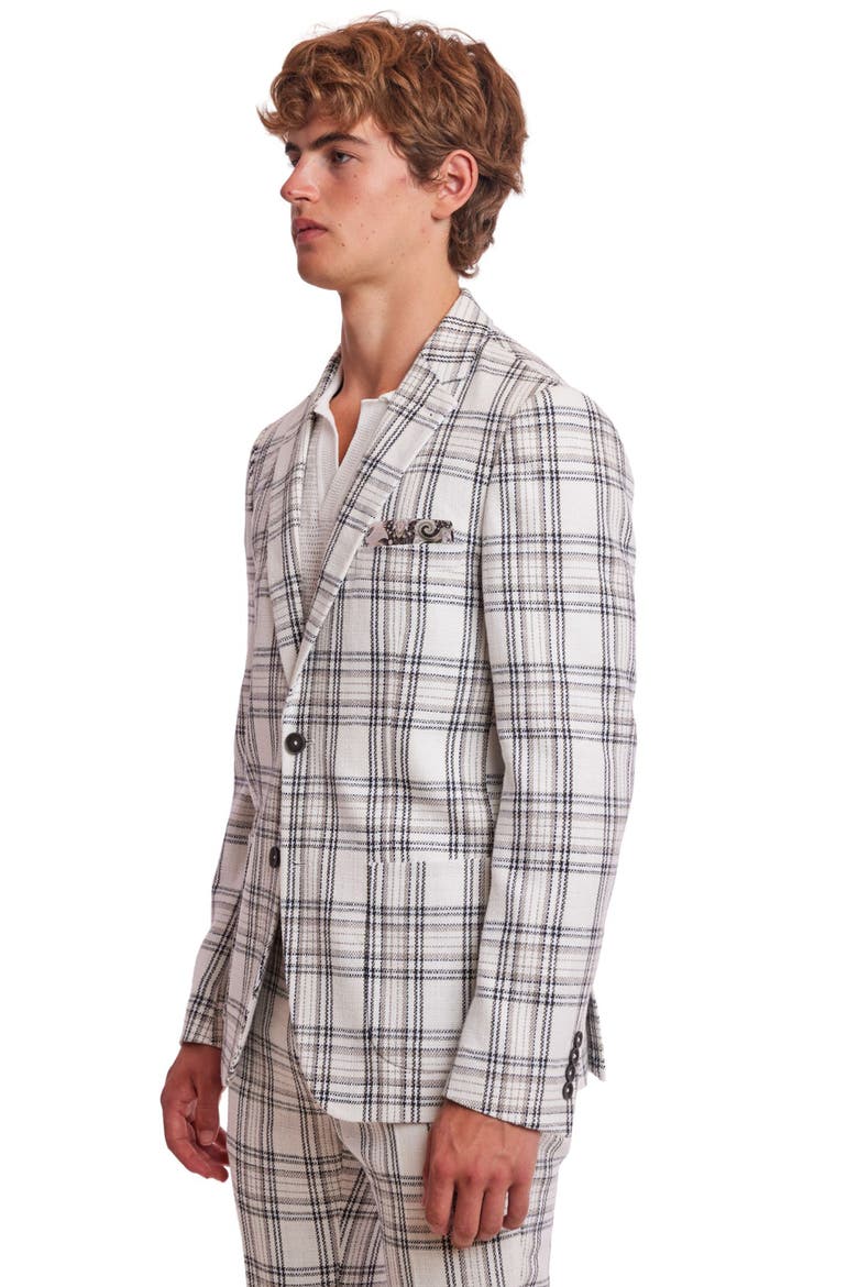 Dover Slim Fit Plaid Sport Coat, Alternate, color, WHITE BLK GREY CHECK