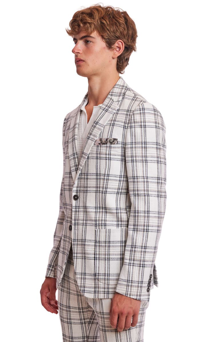 PAISLEY & GRAY Dover Slim Fit Plaid Sport Coat, Alternate, color, White Blk Grey Check