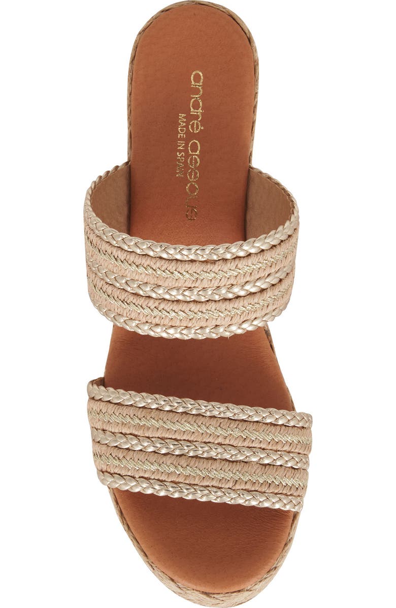 André Assous Nolita Wedge Slide Sandal, Alternate, color, Natural/Platino Stri
