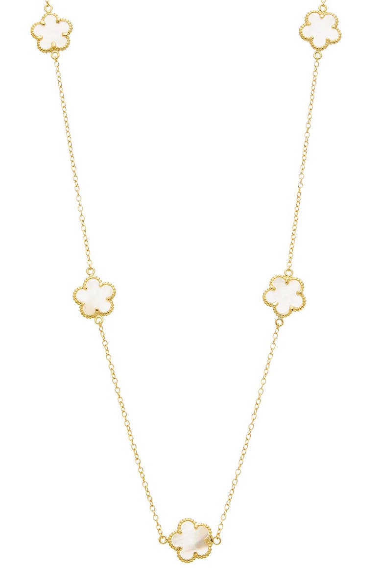 Juvell Mother-of-Pearl Flower Station Necklace, Main, color, Gold