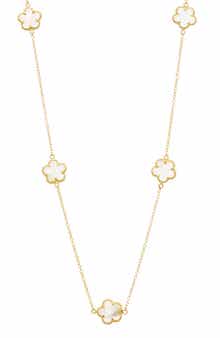 Juvell Mother-of-Pearl Flower Station Necklace