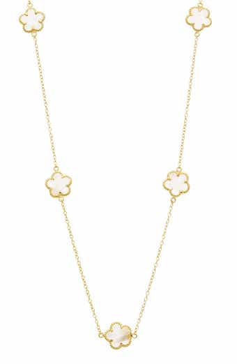 Mother-of-Pearl Flower Station Necklace