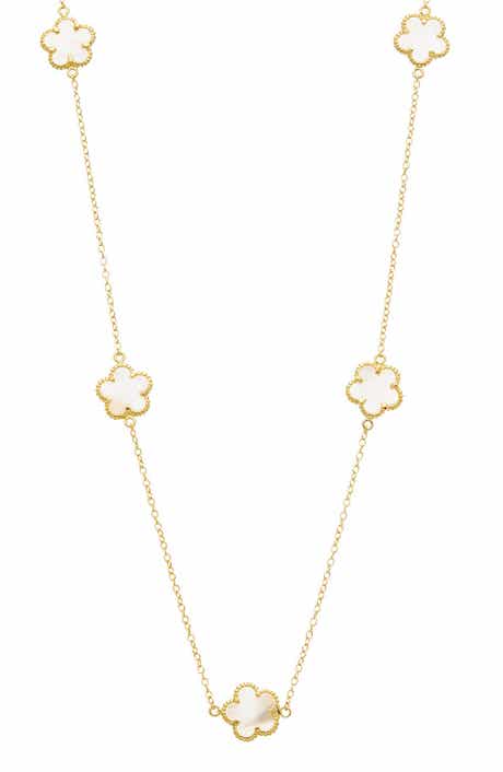 Juvell Mother-of-Pearl Flower Station Necklace