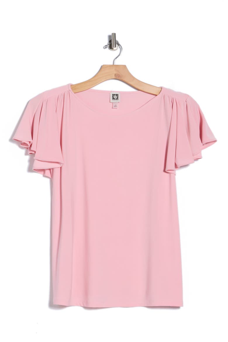 Cascade Flutter Sleeve Top, Alternate, color, ROSE WATER