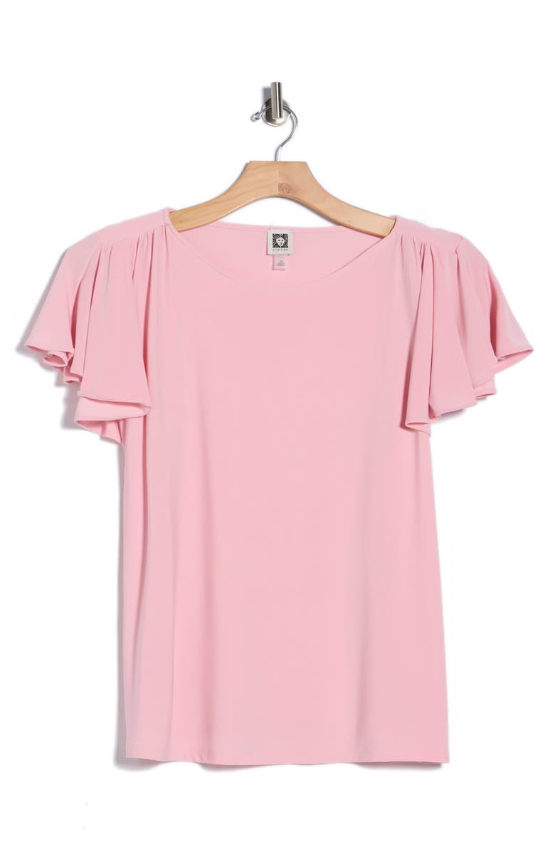Anne Klein Cascade Flutter Sleeve Top, Main, color, Rose Water