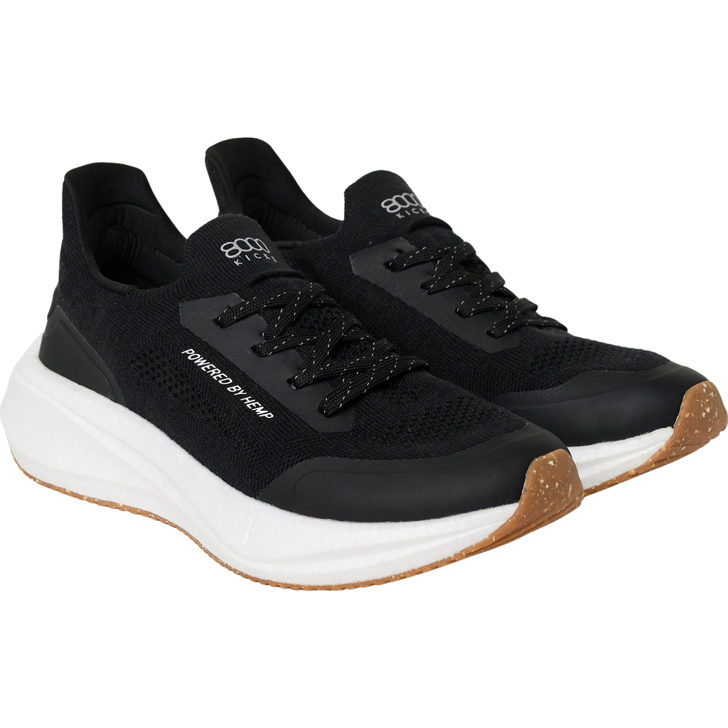 8000kicks The Hemp Runner Sneaker In Black And White