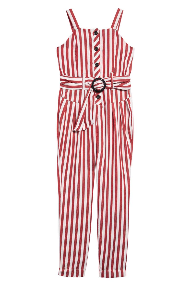 Habitual Maddeira Stripe Jumpsuit, Main, color, RED