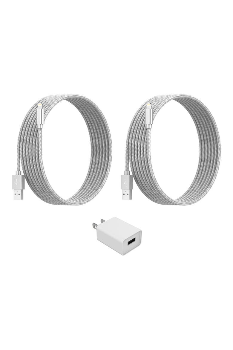 Lightning USB Charge Cord & Adaptor Cube 3-Piece Set - Silver, Main, color, SILVER/ WHITE