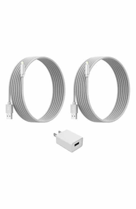 Posh Tech Lightning USB Charge Cord & Adaptor Cube 3-Piece Set - Silver