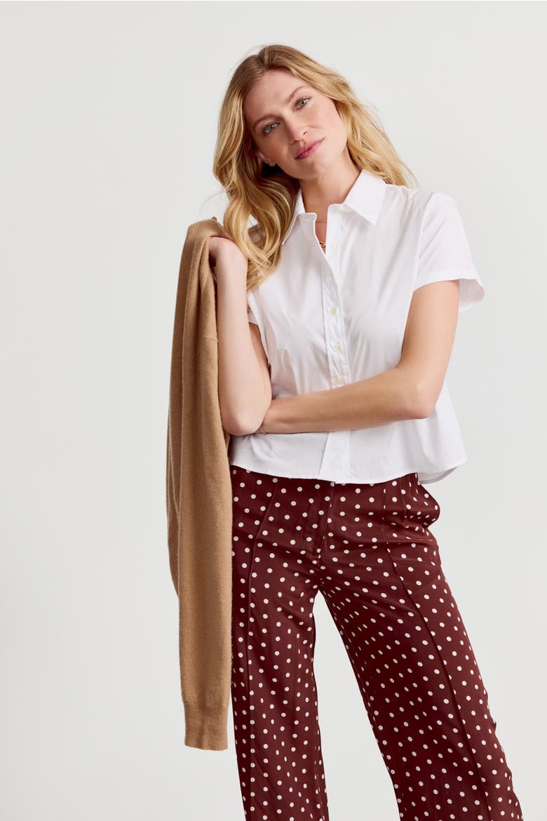The Boxy Short Sleeve Cropped Shirt, Alternate, color, White