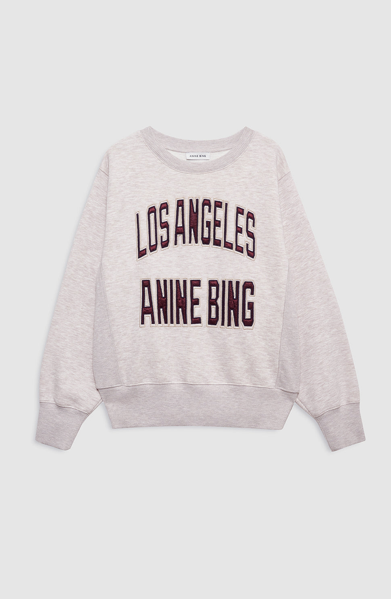 ANINE BING Harry Shrunken LA Sweatshirt, Alternate, color, Oatmeal Melange
