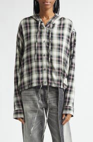Acne Studios Sip Check Flannel Hooded Overshirt