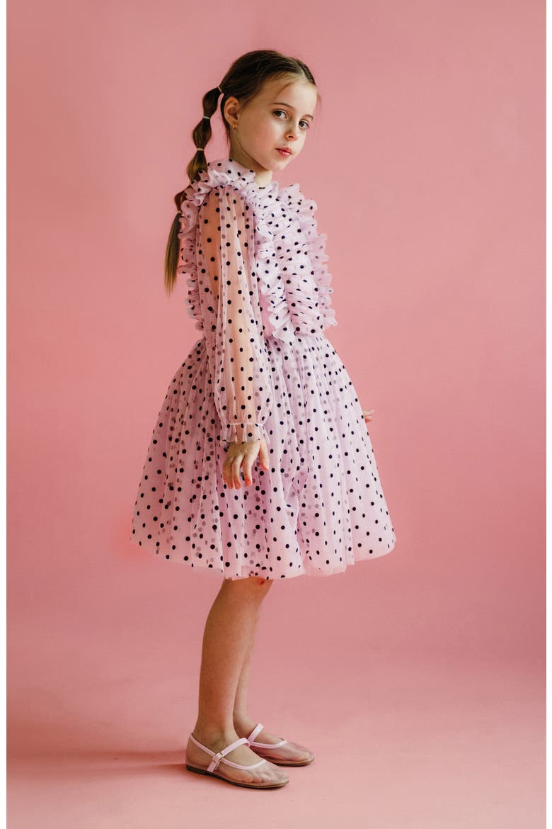 Kids' Long Sleeve Tulle Dress, Alternate, color, SOFT PINK