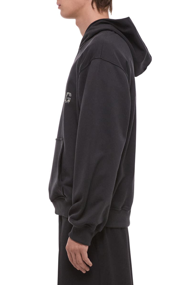 Helmut Lang Graphic Plaid Check Logo Hoodie, Alternate, color, Vintage Black