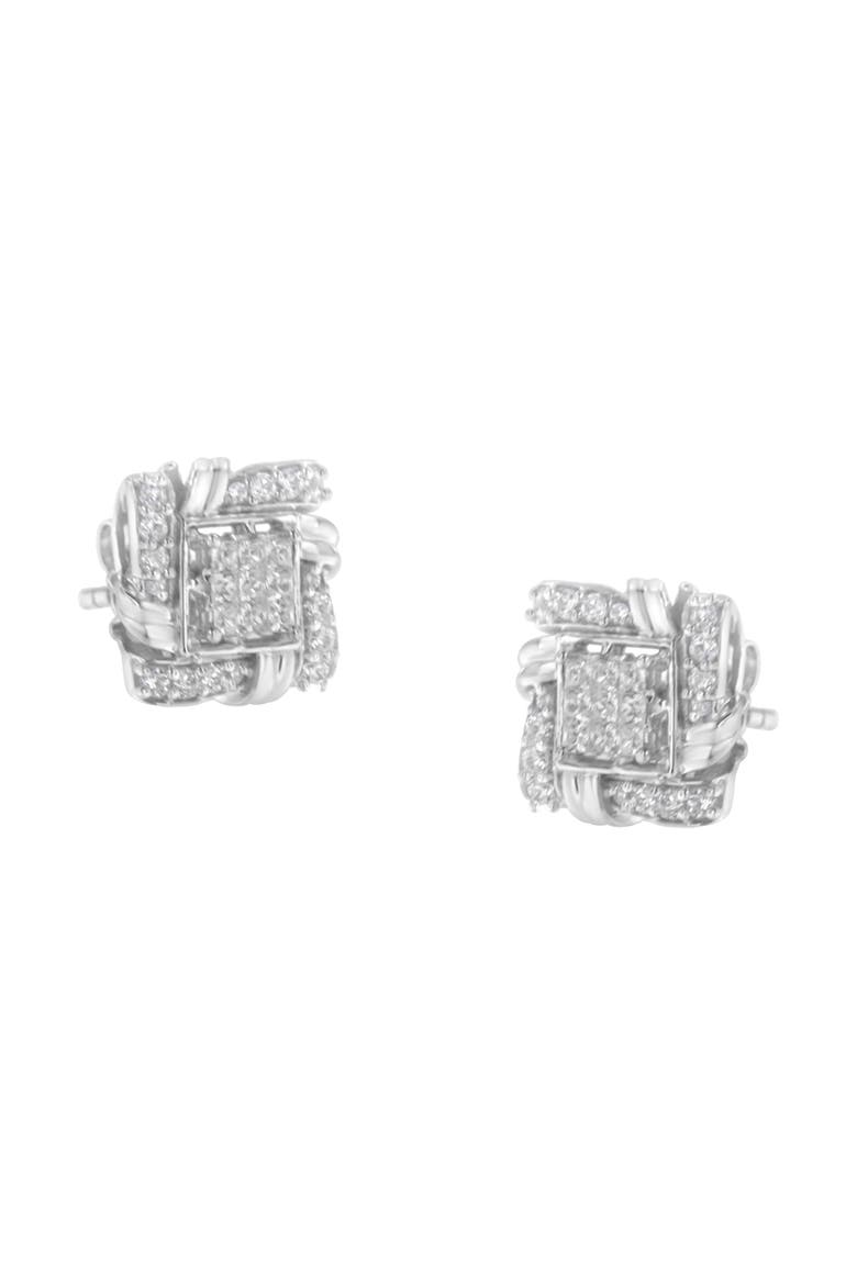 Silver 1/2 Ct Round Diamond Stud Earrings, Main, color, White