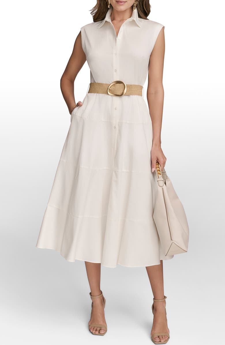 Donna Karan New York Belted Cap Sleeve Shirtdress, Alternate, color,