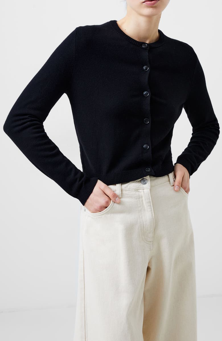 French Connection Crop Cardigan, Alternate, color, Black