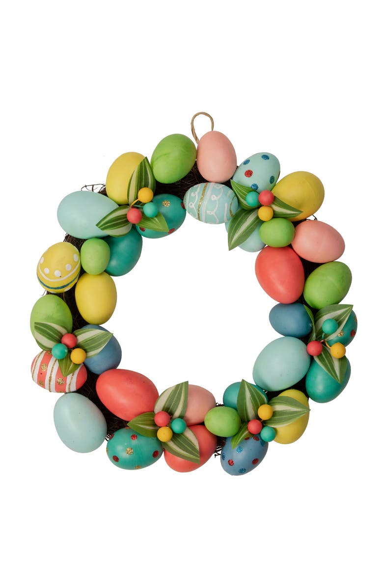 Northlight Decorated Easter Egg Twig Wreath - 14", Main, color,