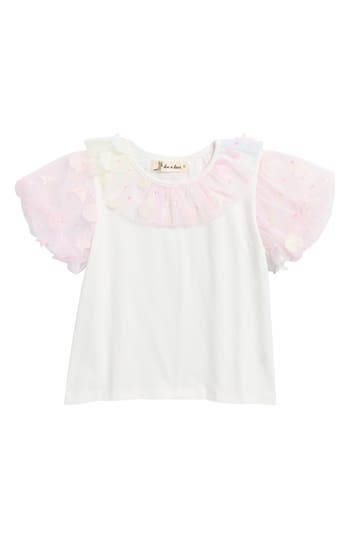 Doe A Dear Kids' Moon Star Embellished T-shirt In White
