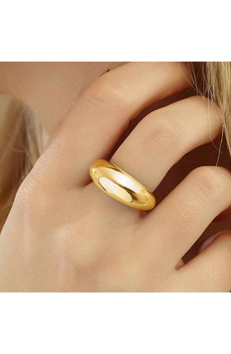 Spero London Sterling Silver Dome Crescent Ring, Alternate, color, Gold