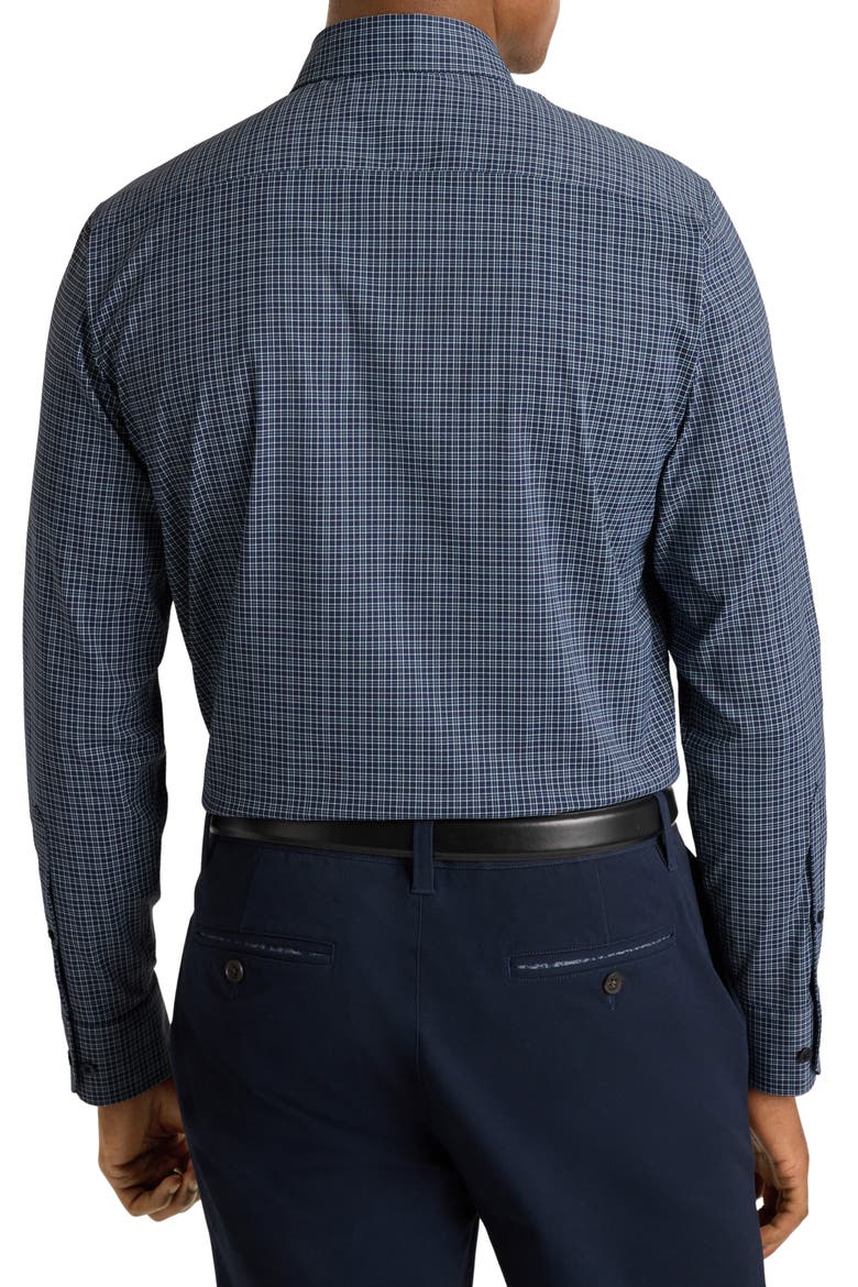 Tech Slim Fit Plaid Performance Button-Up Shirt, Alternate, color, NAVY GREENLAND PLAID