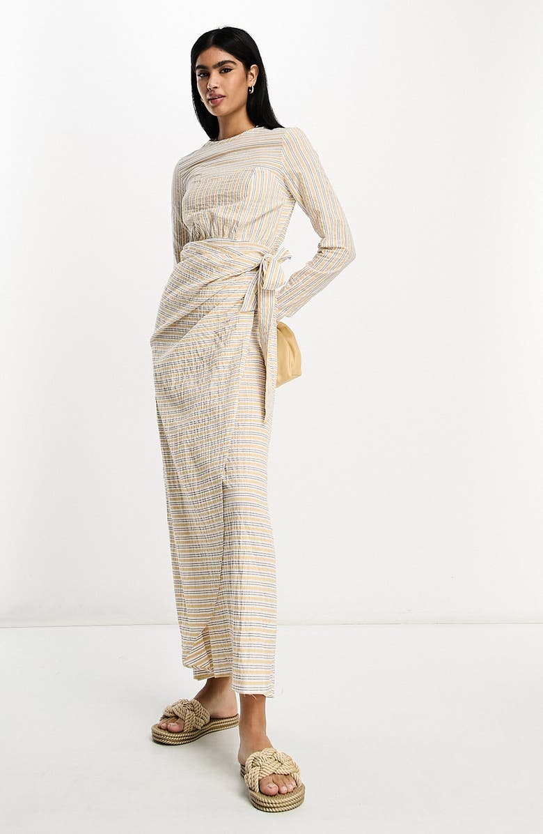 ASOS DESIGN Long Sleeve Stripe Maxi Dress, Alternate, color,