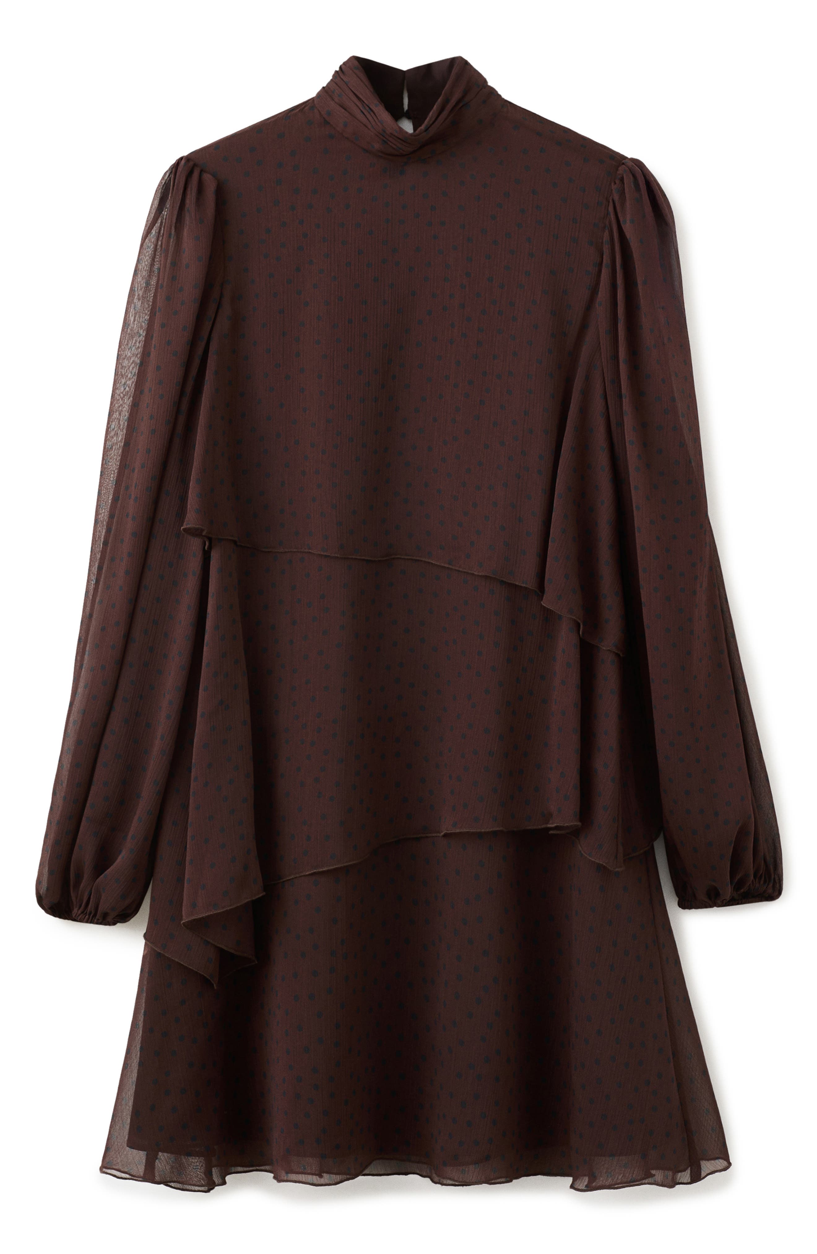 Dot Ruffle Long Sleeve Minidress