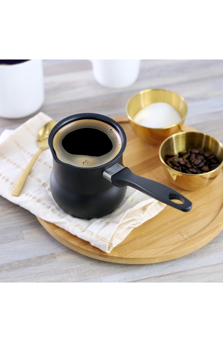 Better Chef 0.6 Quart Aluminum Nonstick Turkish Coffee Warmer, Alternate, color, Black