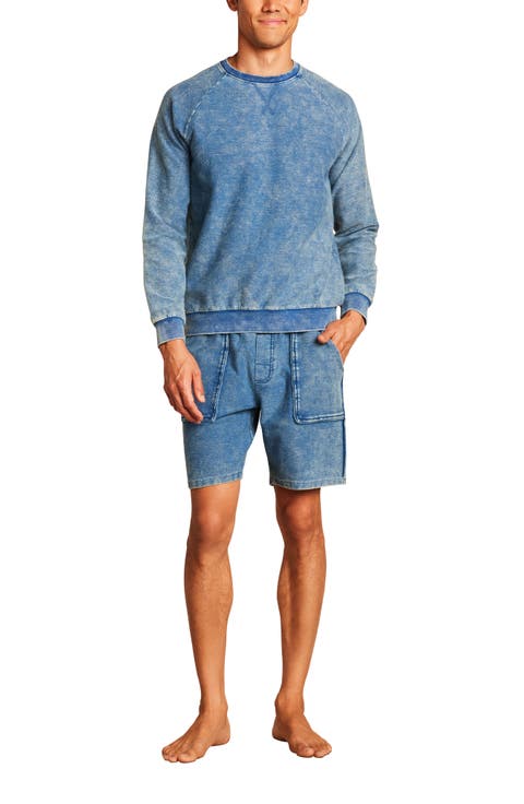 Denim Wash Knit Crewneck Sweatshirt