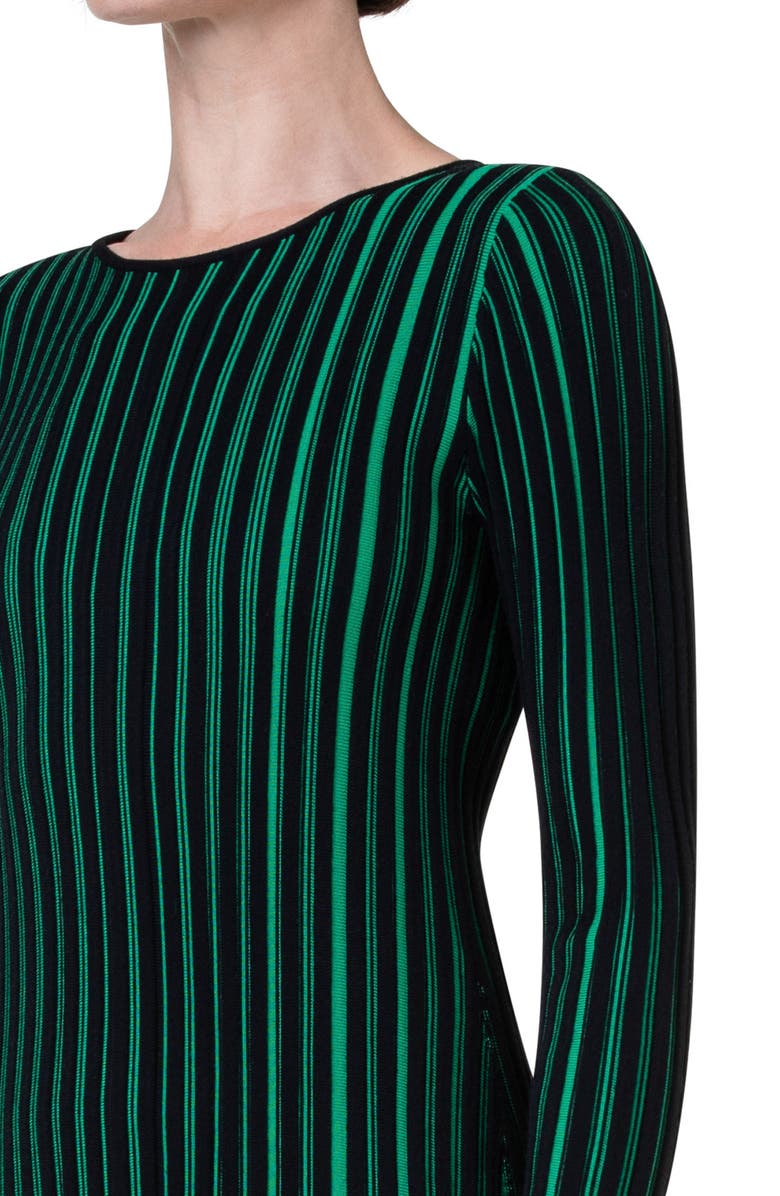 Akris punto Stripe Long Sleeve Merino Wool Rib Sweater Dress, Alternate, color,