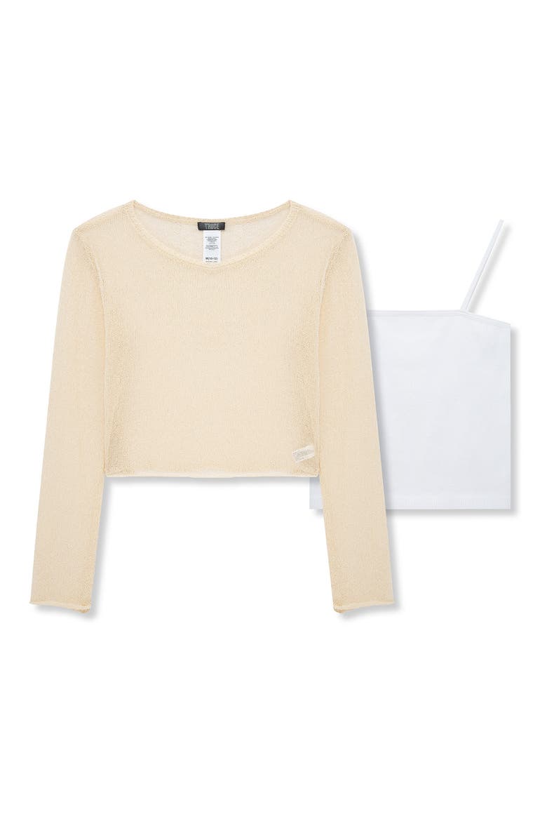 Kids' Long Sleeve Knit Top & Tank Set, Main, color, KHAKI