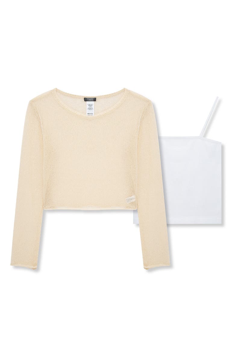 Truce Kids' Long Sleeve Knit Top & Tank Set, Main, color, Khaki