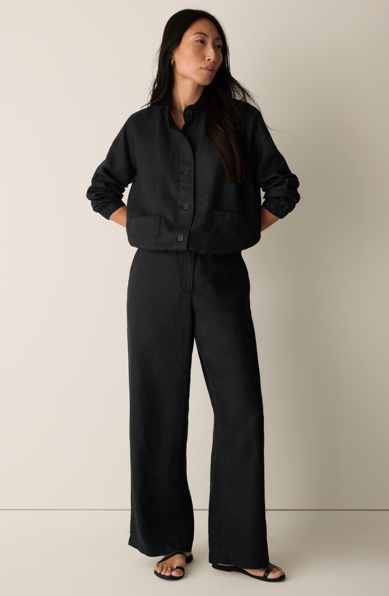 Eileen Fisher Stand Collar Organic Linen Jacket, Alternate, color, 