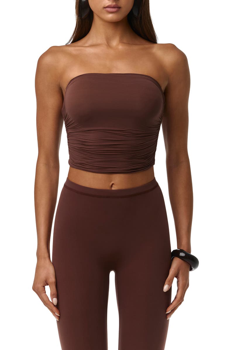 Naked Wardrobe Rippled Tube Top, Main, color, Chocolate