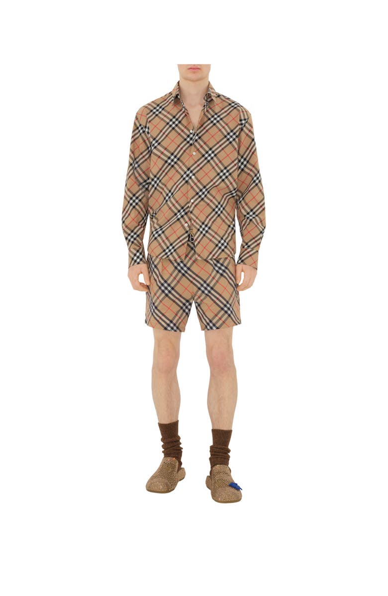 Burberry Check Swim Shorts, Alternate, color, Sand