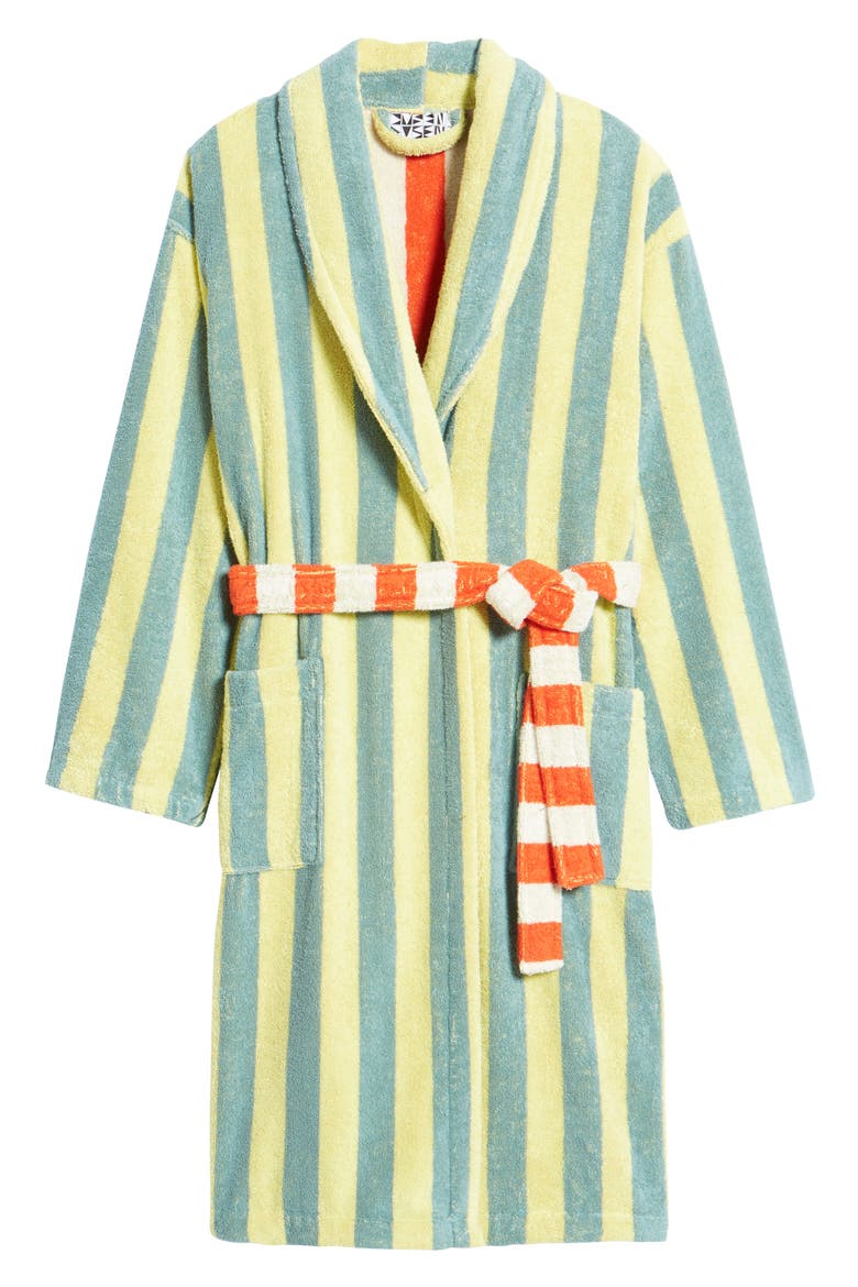 Stripe Terry Bathrobe, Main, color, LIME STRIPE