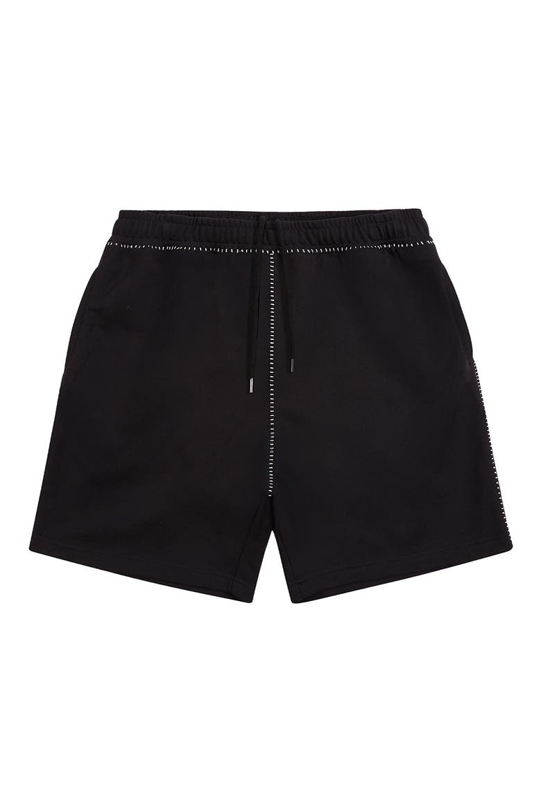 Whipstitch Cotton Terry Shorts, Main, color, BLACK