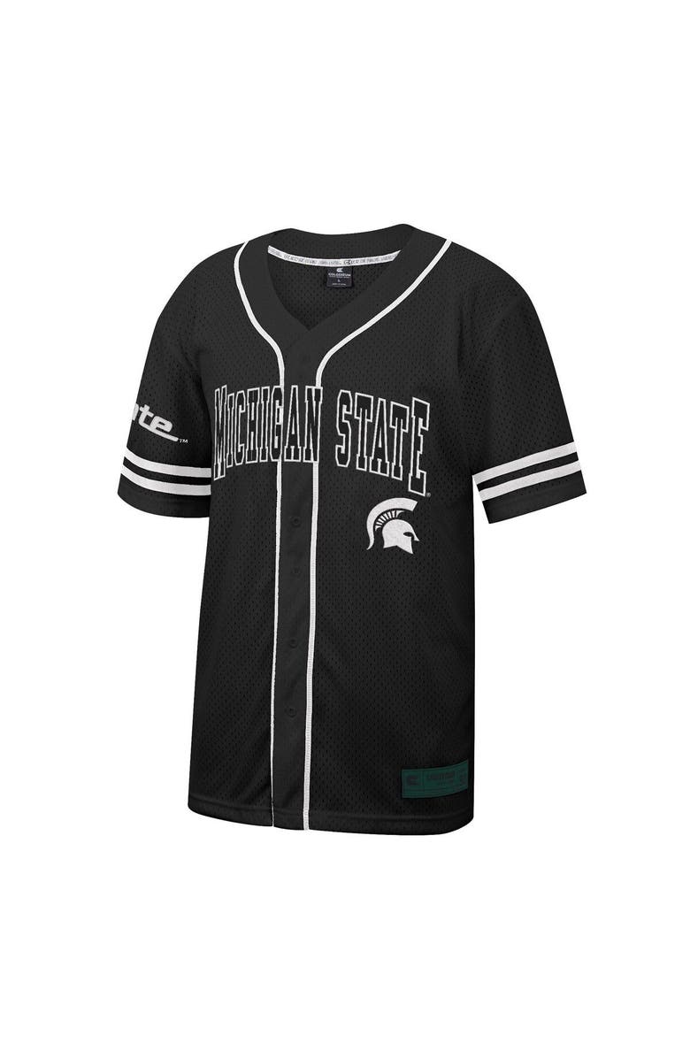 COLOSSEUM Men's Colosseum Black Michigan State Spartans Free Spirited Mesh Button-Up Baseball Jersey, Alternate, color, Black