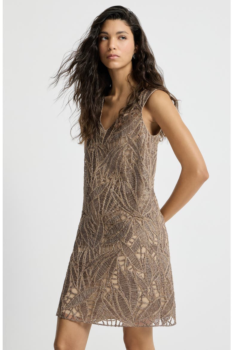 Dazzling cacao leaves embroidery dress, Alternate, color, Rope