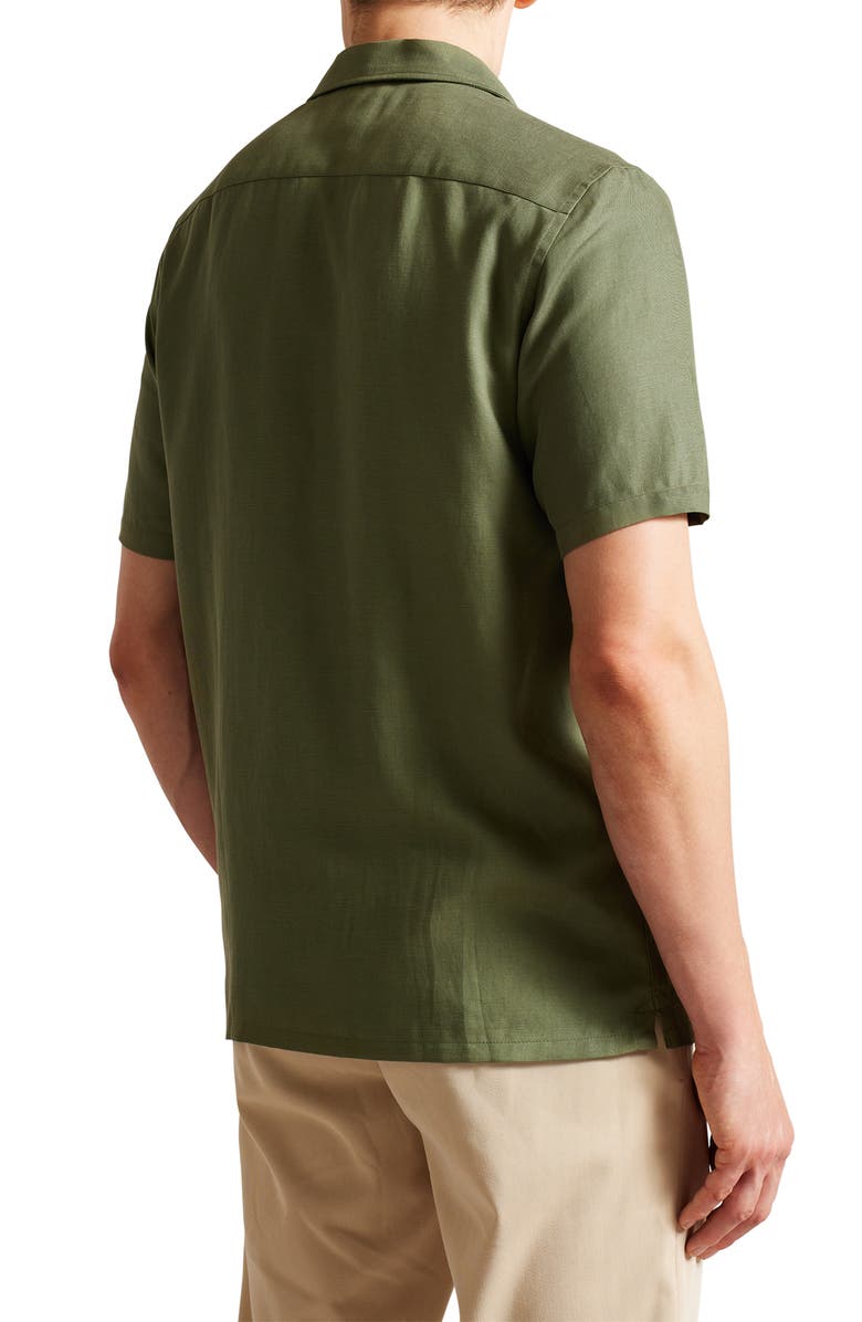 Ted Baker London Wesland Solid Short Sleeve Button-Up Shirt, Alternate, color, 