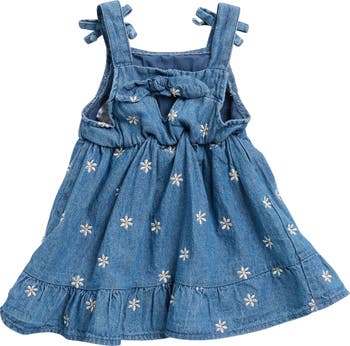 Floral Embroidered Denim Dress & Bloomers Set