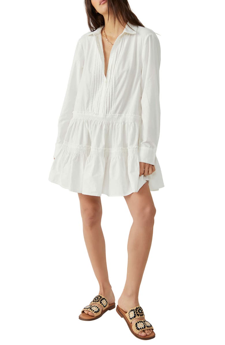 Free People Billie Long Sleeve Mini Shirtdress, Main, color,