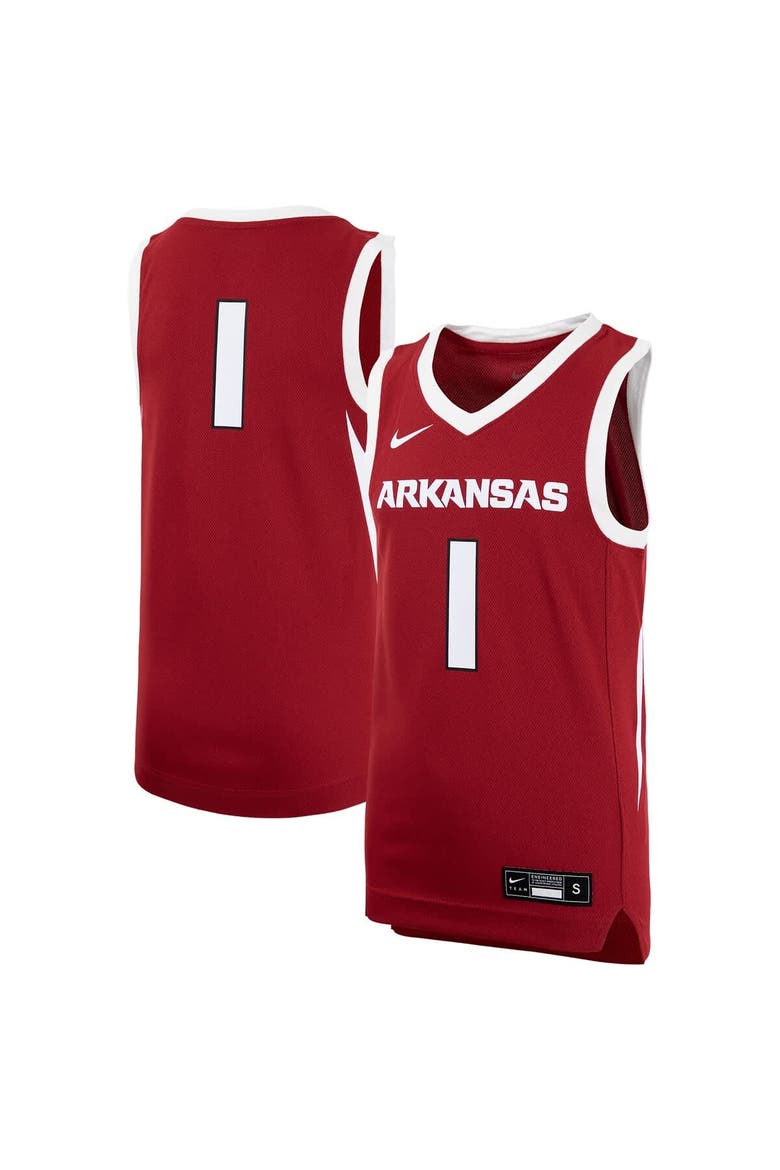 Youth Nike #1 Crimson Arkansas Razorbacks Replica Basketball Jersey, Main, color, Crimson
