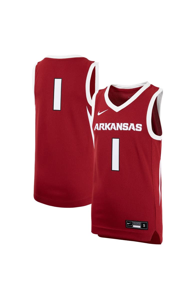 Nike Youth Nike #1 Crimson Arkansas Razorbacks Replica Basketball Jersey, Main, color, Crimson