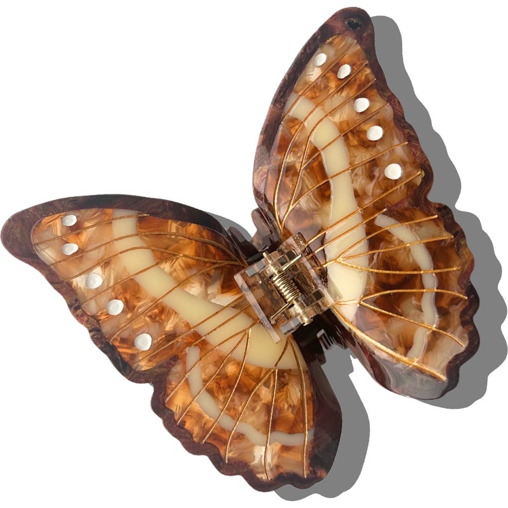 Solar Eclipse Morpho Butterfly Claw Clip In Brown