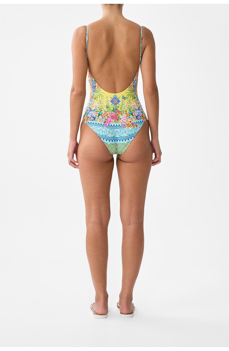 Camilla V Neck Underwire One Piece With Scoop Back, Alternate, color, Sultanahmet Summer