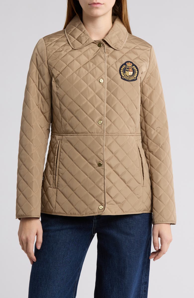 Lauren Ralph Lauren Crest Patch Quilted Jacket, Main, color, 