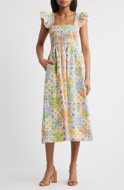 Ruffle Smocked Bodice Midi Sundress